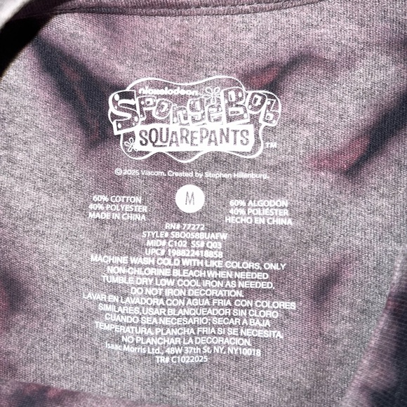 Spongebob Squarepants Graphic Rock Bottom Black & Green Short Sleeve Top Size M - Picture 7 of 7